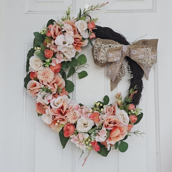 Handmade Spring Floral Grapevine Wreath